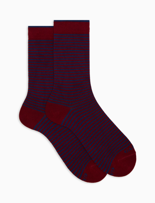 Women's short red cotton socks with Windsor stripes - Socks | Gallo 1927 - Official Online Shop
