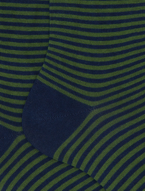 Women's short blue cotton socks with Windsor stripes - Short | Gallo 1927 - Official Online Shop