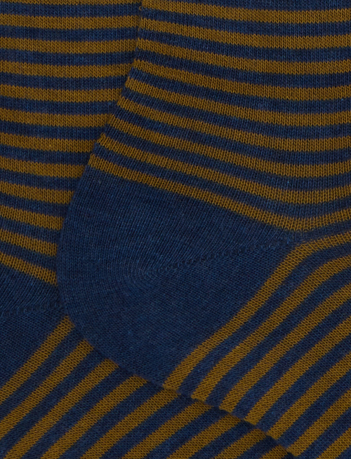 Women's short blue cotton socks with Windsor stripes - Socks | Gallo 1927 - Official Online Shop