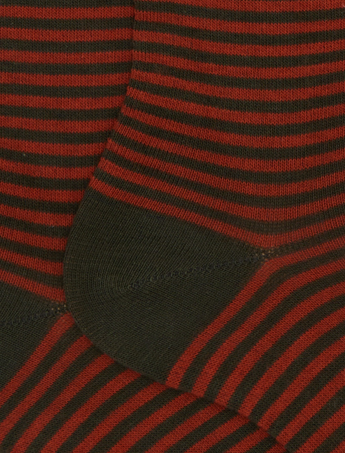 Women's short green cotton socks with Windsor stripes - Socks | Gallo 1927 - Official Online Shop