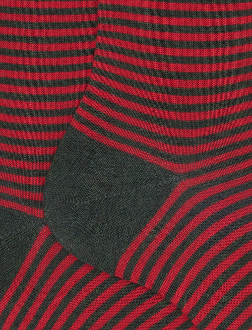 Women's short green cotton socks with Windsor stripes - Short | Gallo 1927 - Official Online Shop