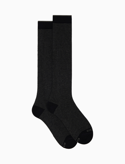 Women's long blue cotton socks with two-tone stripes - Woman | Gallo 1927 - Official Online Shop