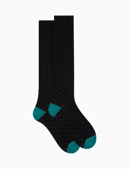 Women's long grey cotton socks with polka dots - Woman | Gallo 1927 - Official Online Shop