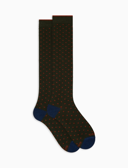 Women's long green cotton socks with polka dots - Socks | Gallo 1927 - Official Online Shop
