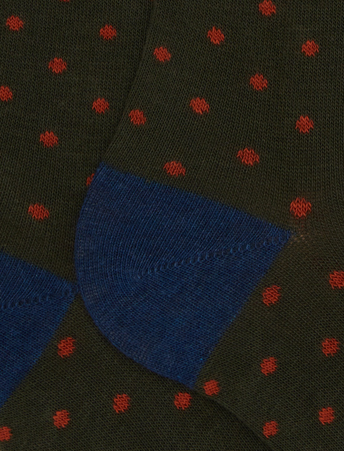 Women's long green cotton socks with polka dots - Socks | Gallo 1927 - Official Online Shop