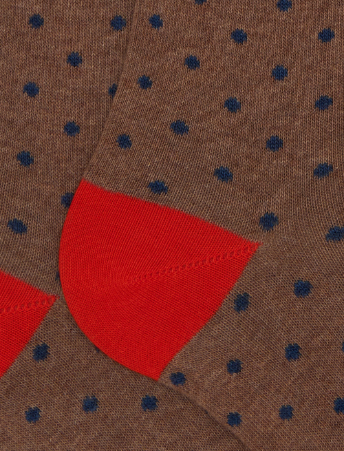 Women's long brown cotton socks with polka dots - Socks | Gallo 1927 - Official Online Shop