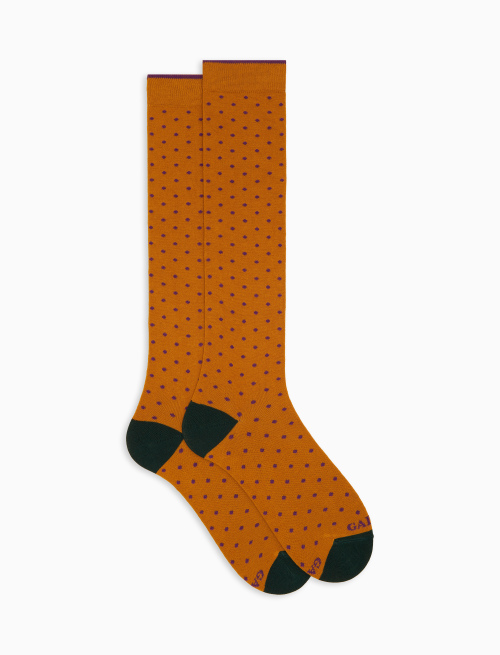 Women's long yellow cotton socks with polka dots - Polka Dot | Gallo 1927 - Official Online Shop
