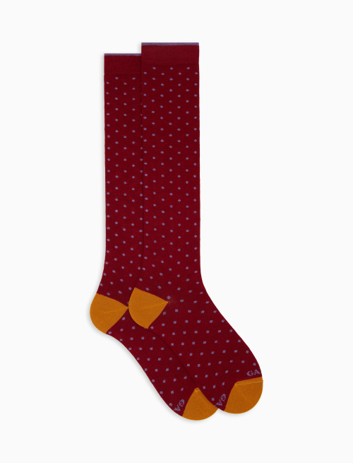 Women's long burgundy cotton socks with polka dots - Polka Dot | Gallo 1927 - Official Online Shop