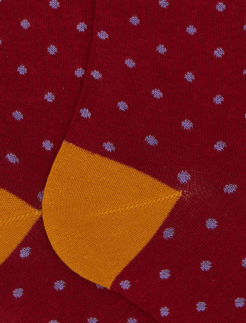 Women's long burgundy cotton socks with polka dots - Polka Dot | Gallo 1927 - Official Online Shop