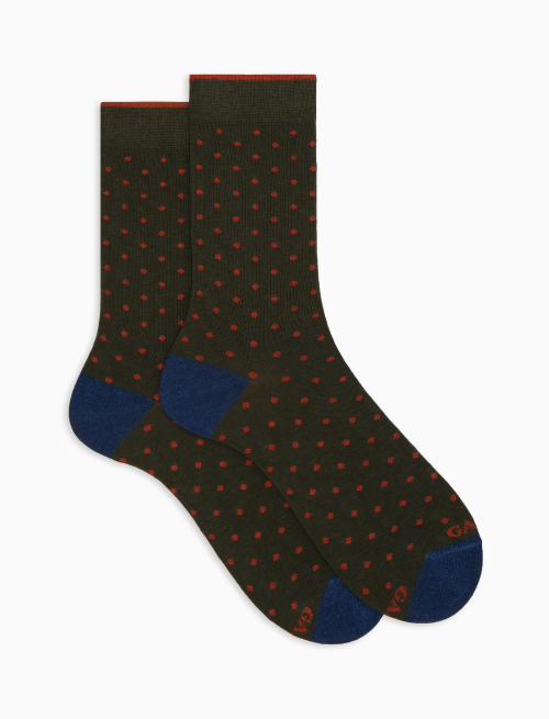 Women's short green cotton socks with polka dots - Socks | Gallo 1927 - Official Online Shop