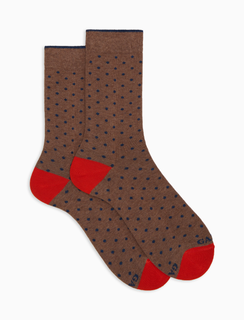 Women's short brown cotton socks with polka dots - Socks | Gallo 1927 - Official Online Shop