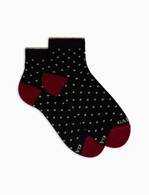 Women's super short black cotton socks with polka dots - Super short | Gallo 1927 - Official Online Shop
