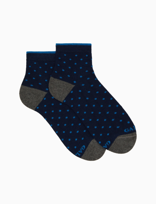 Women's super short blue cotton socks with polka dots - Woman | Gallo 1927 - Official Online Shop