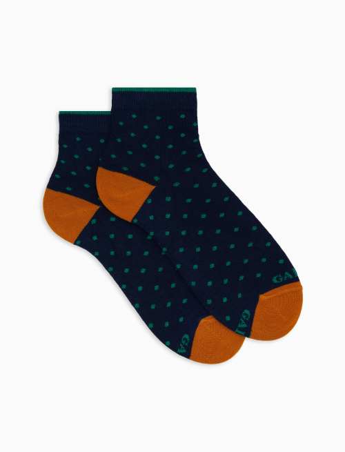 Women's super short blue cotton socks with polka dots - Super short | Gallo 1927 - Official Online Shop