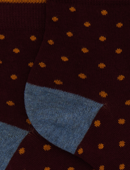 Women's super short burgundy cotton socks with polka dots - Socks | Gallo 1927 - Official Online Shop