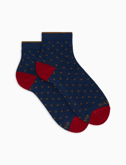Women's super short blue cotton socks with polka dots - Super short | Gallo 1927 - Official Online Shop