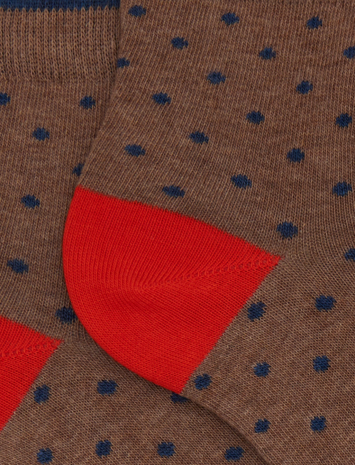 Women's super short brown cotton socks with polka dots - Socks | Gallo 1927 - Official Online Shop