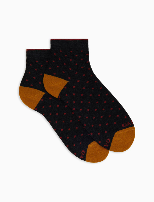 Women's super short grey cotton socks with polka dots - Super short | Gallo 1927 - Official Online Shop