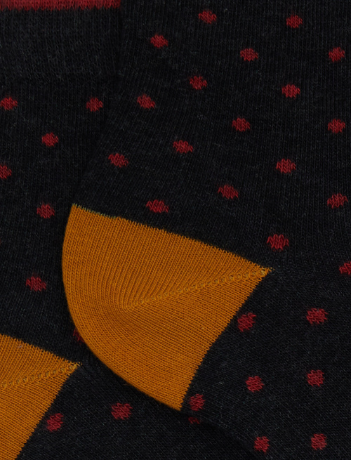 Women's super short grey cotton socks with polka dots - Socks | Gallo 1927 - Official Online Shop