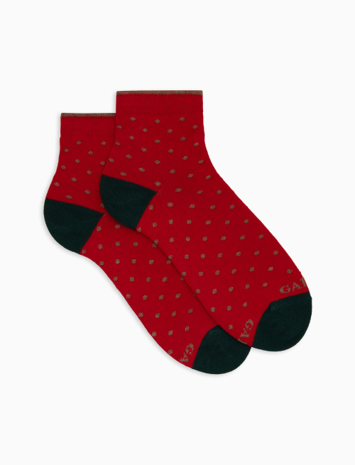 Women's super short red cotton socks with polka dots - Super short | Gallo 1927 - Official Online Shop