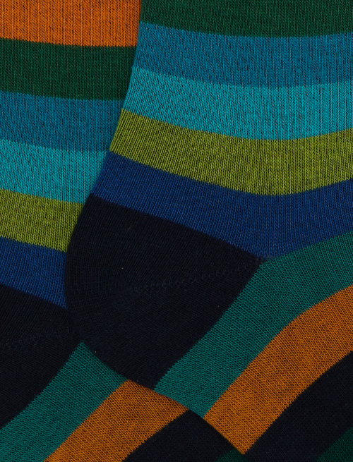 Women's long green cotton socks with even stripes - Socks | Gallo 1927 - Official Online Shop
