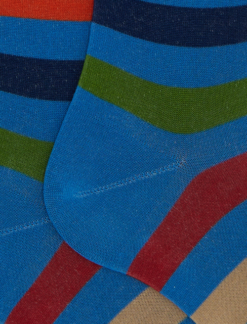 Calze lunghe donna cotone righe pari azzurro - Calze | Gallo 1927 - Official Online Shop