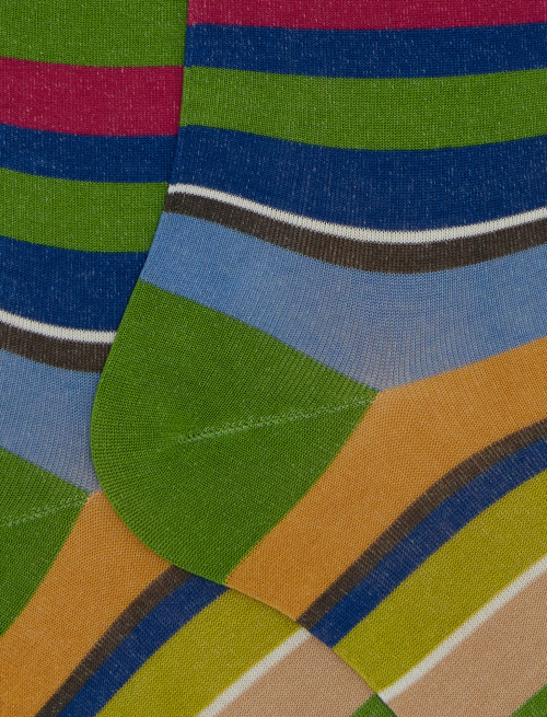 Calze lunghe donna cotone righe multicolor verde - Lunghe | Gallo 1927 - Official Online Shop