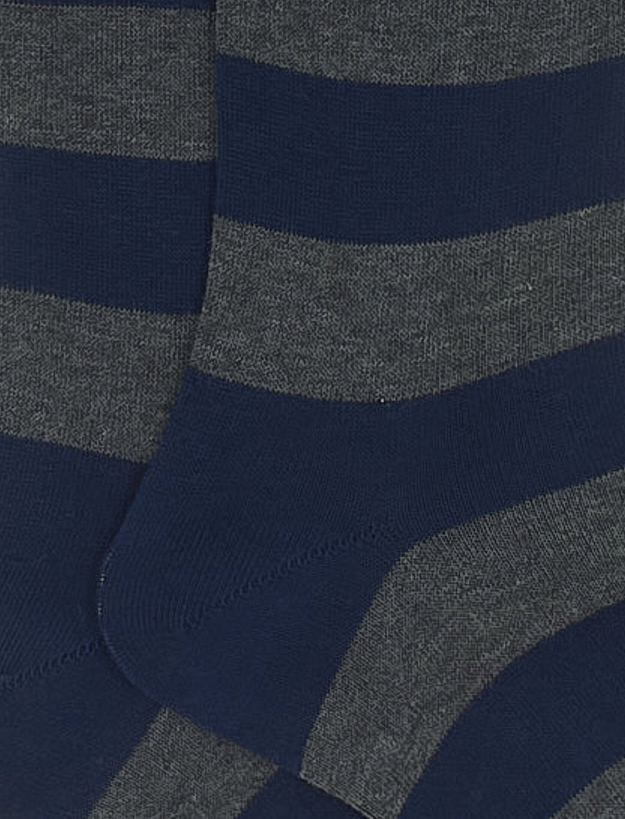 Women's long royal blue cotton socks with two-tone stripes - Bicolor | Gallo 1927 - Official Online Shop