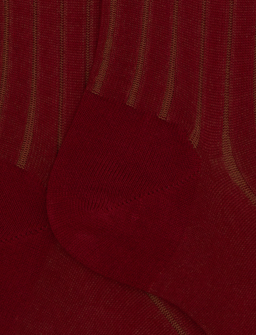 Women's long red plated cotton socks with wide rib stitch - Socks | Gallo 1927 - Official Online Shop