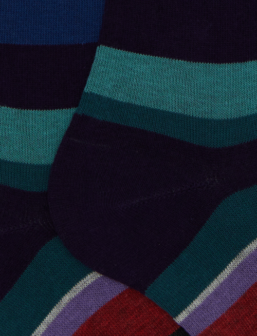 Women's long purple cotton socks with multicoloured stripes - Socks | Gallo 1927 - Official Online Shop