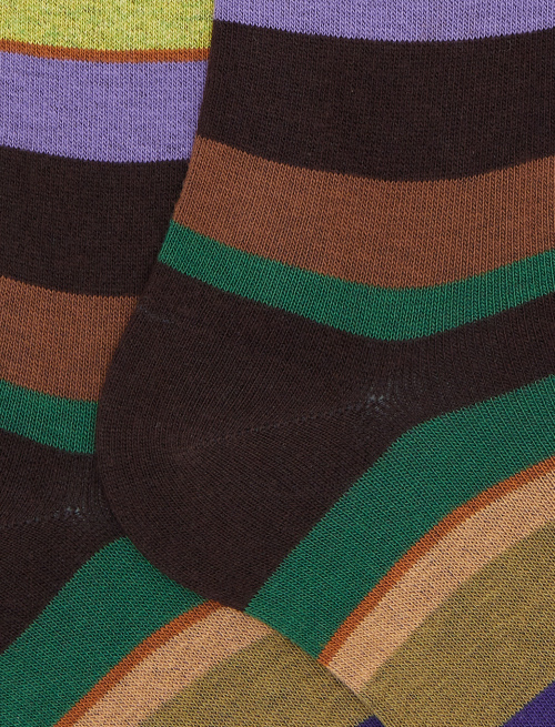 Calze lunghe donna cotone marrone righe multicolor - New In | Gallo 1927 - Official Online Shop
