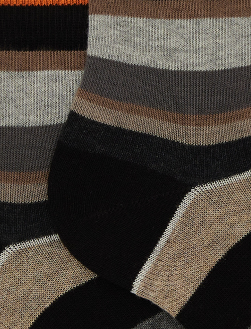 Women's super short black cotton socks with multicoloured stripes - Super short | Gallo 1927 - Official Online Shop
