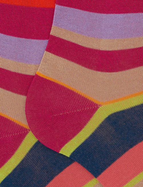 Calze lunghe donna cotone righe multicolor fucsia - Donna | Gallo 1927 - Official Online Shop