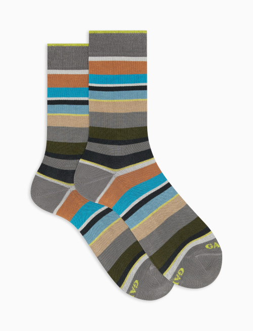 Women's short stone lightweight cotton socks with multicoloured stripes - Socks | Gallo 1927 - Official Online Shop