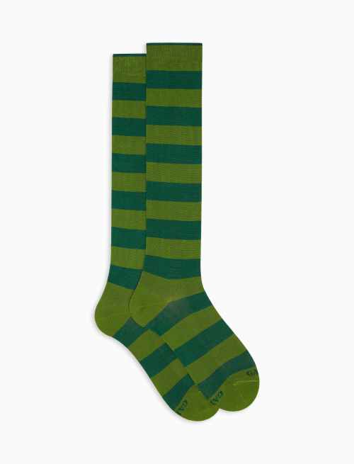 Women's long, cactus light cotton socks with two-tone stripes | Gallo 1927 - Official Online Shop
