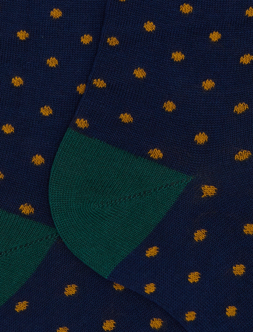 Women's long blue cotton socks with polka dot pattern - Socks | Gallo 1927 - Official Online Shop