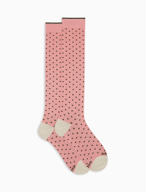 Women's long geranium light cotton socks with polka dots - Polka Dot Gallo | Gallo 1927 - Official Online Shop