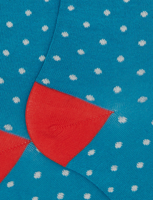 Women's long light blue cotton socks with polka dot pattern - Socks | Gallo 1927 - Official Online Shop