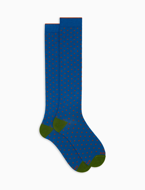 Women's long light blue cotton socks with polka dot pattern - Polka Dot | Gallo 1927 - Official Online Shop