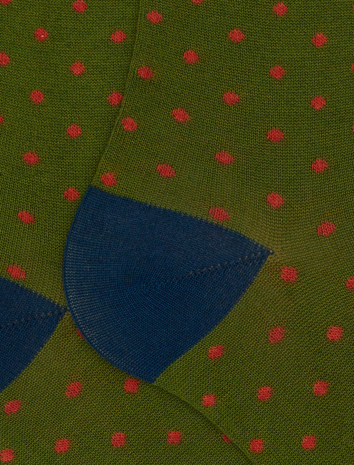 Calze lunghe donna cotone fantasia pois verde - Pois | Gallo 1927 - Official Online Shop