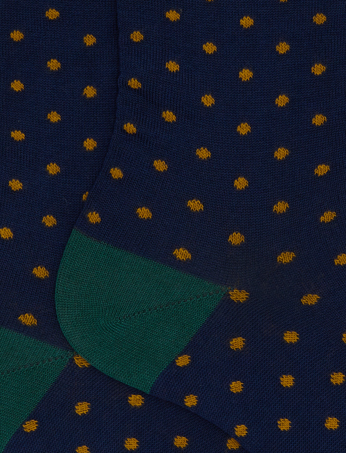 Women's short blue cotton socks with polka dot pattern - Socks | Gallo 1927 - Official Online Shop