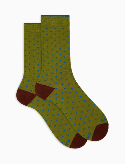 Women's short green cotton socks with polka dot pattern - Polka Dot | Gallo 1927 - Official Online Shop
