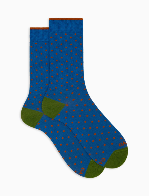Women's short light blue cotton socks with polka dot pattern - Polka Dot | Gallo 1927 - Official Online Shop