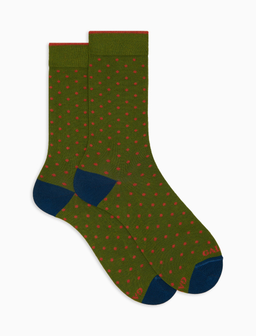 Calze corte donna cotone fantasia pois verde - Pois | Gallo 1927 - Official Online Shop