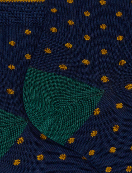Women's super short blue cotton socks with polka dot pattern - Socks | Gallo 1927 - Official Online Shop