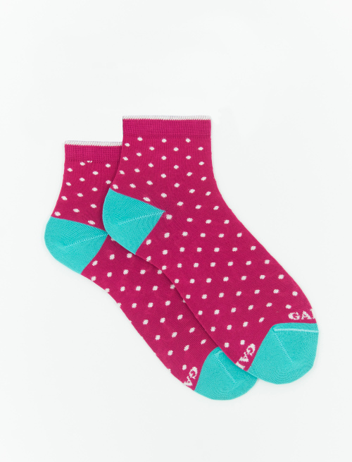 Women's super short fuchsia light cotton socks with polka dots - First Selection | Gallo 1927 - Official Online Shop
