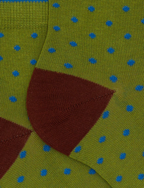 Women's super short green cotton socks with polka dot pattern - Socks | Gallo 1927 - Official Online Shop