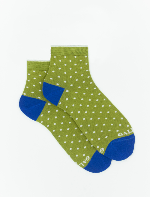 Women's super short grass green light cotton socks with polka dots - Past Season 19 | Gallo 1927 - Official Online Shop