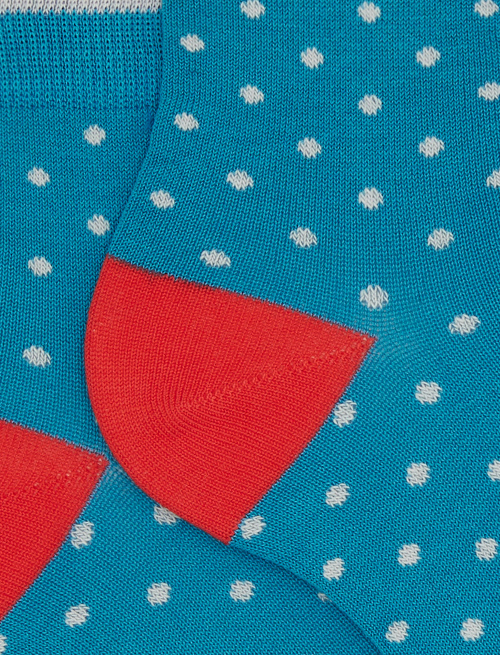 Women's super short light blue cotton socks with polka dot pattern - Socks | Gallo 1927 - Official Online Shop