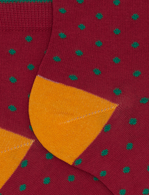 Women's super short red cotton socks with polka dot pattern - Socks | Gallo 1927 - Official Online Shop